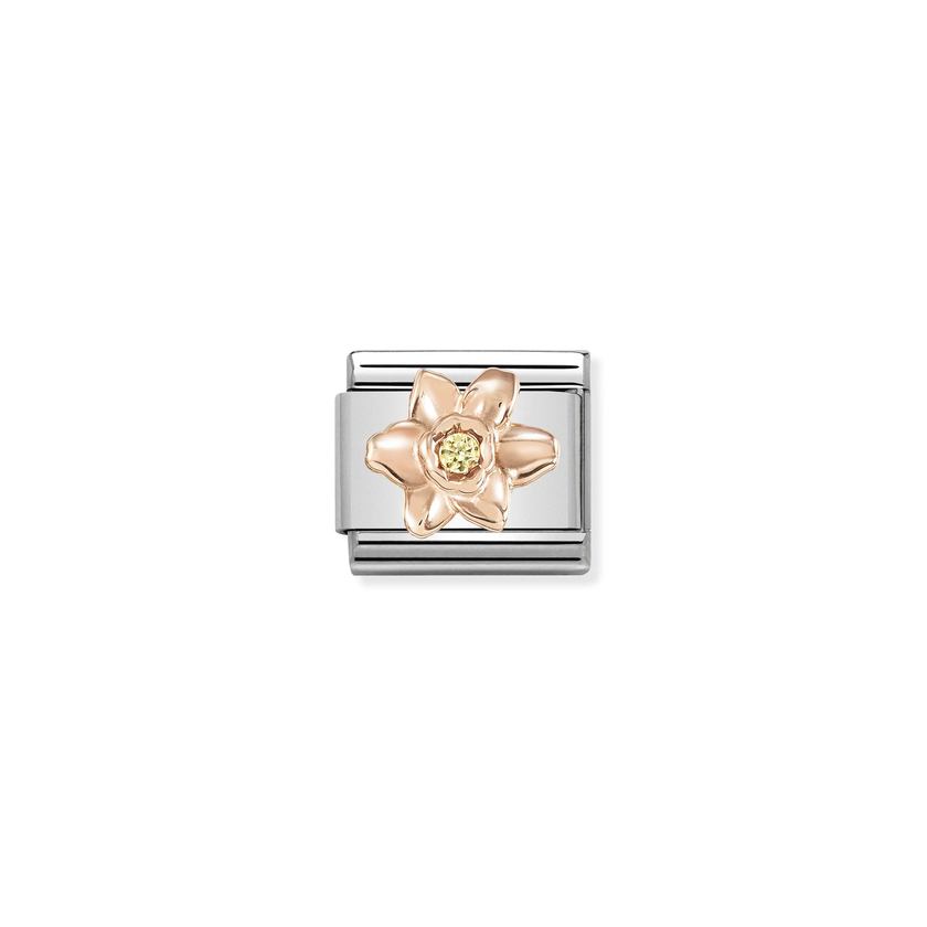 Nomination COMPOSABLE CLASSIC SYMBOLE aus Edelstahl, mit 9Kt Rosegold verziert, (13_Narzisse) 430305/13