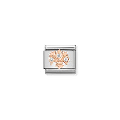 Nomination COMPOSABLE CLASSIC SYMBOLE aus Edelstahl, mit 9Kt Rosegold verziert, (14_weisse Lilie) 430305/14