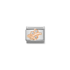 Nomination COMPOSABLE CLASSIC SYMBOLE aus Edelstahl, mit 9Kt Rosegold verziert, (15_weisses Blatt) 430305/15