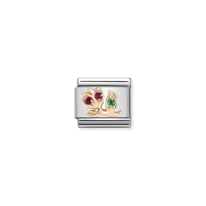 Nomination COMPOSABLE CLASSIC SYMBOLE aus Edelstahl, mit 9Kt Rosegold verziert, (16_rote Tulpe) 430305/16