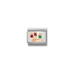 Nomination COMPOSABLE CLASSIC SYMBOLE aus Edelstahl, mit 9Kt Rosegold verziert, (16_rote Tulpe) 430305/16