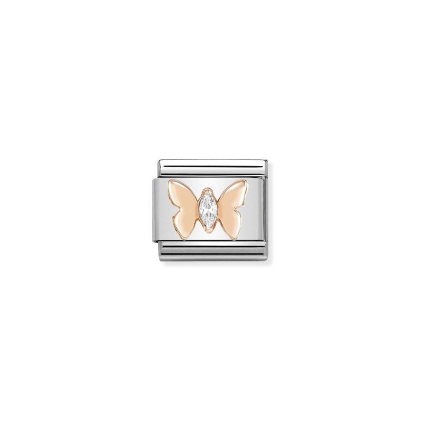 Nomination COMPOSABLE CLASSIC SYMBOLE aus Edelstahl, mit 9Kt Rosegold verziert, (19_Schmetterling) 430305/19