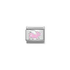 Nomination COMPOSABLE CLASSIC SYMBOLE aus Edelstahl, mit Emaille und 925er Silber verziert, (17_Schwein mit Fluegeln) 330204/17