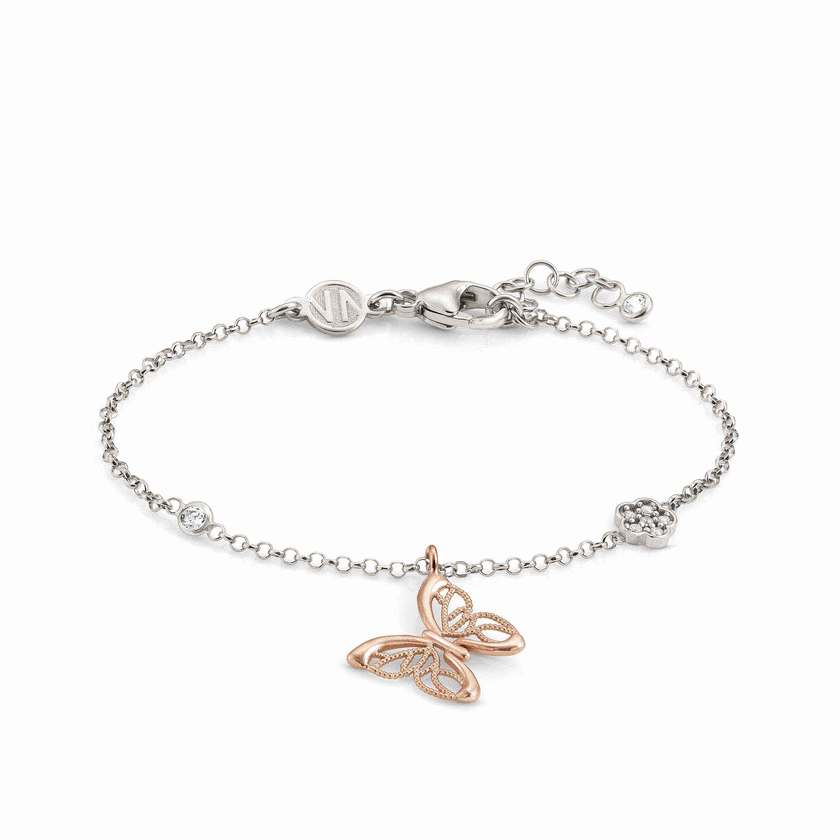 Nomination PRIMAVERA Armband (zweifarbig) aus 925er Silber, mit Cubic Zirkonia verziert (019_(Schmetterling, rosevergoldet)) 147402/019