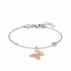 Nomination PRIMAVERA Armband (zweifarbig) aus 925er Silber, mit Cubic Zirkonia verziert (019_(Schmetterling, rosevergoldet)) 147402/019
