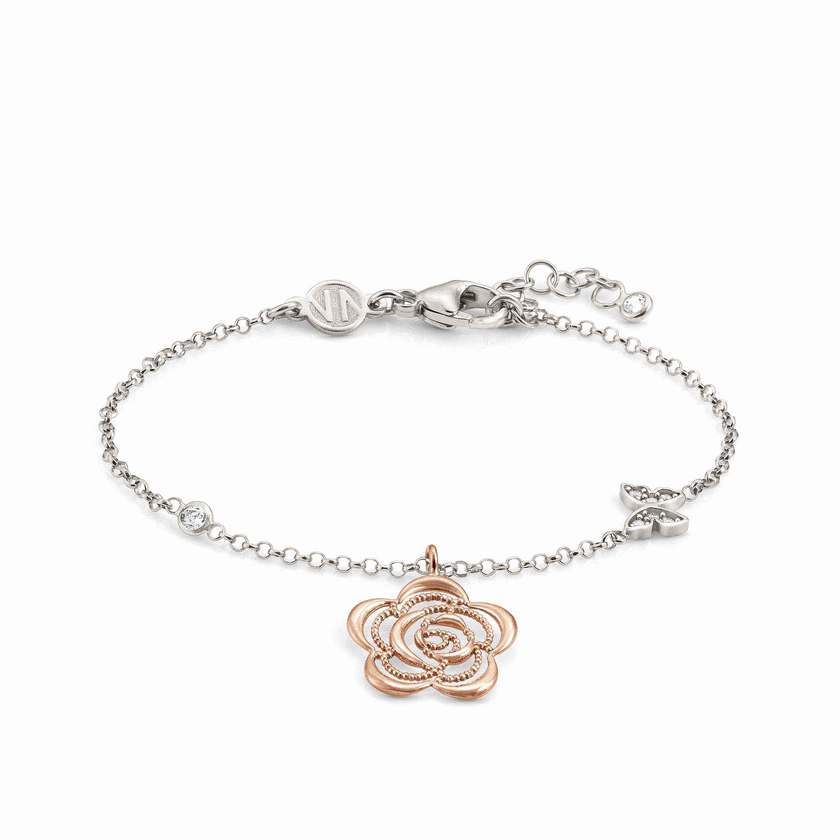 Nomination PRIMAVERA Armband (zweifarbig) aus 925er Silber, mit Cubic Zirkonia verziert (024_(Blume, rosevergoldet)) 147402/024