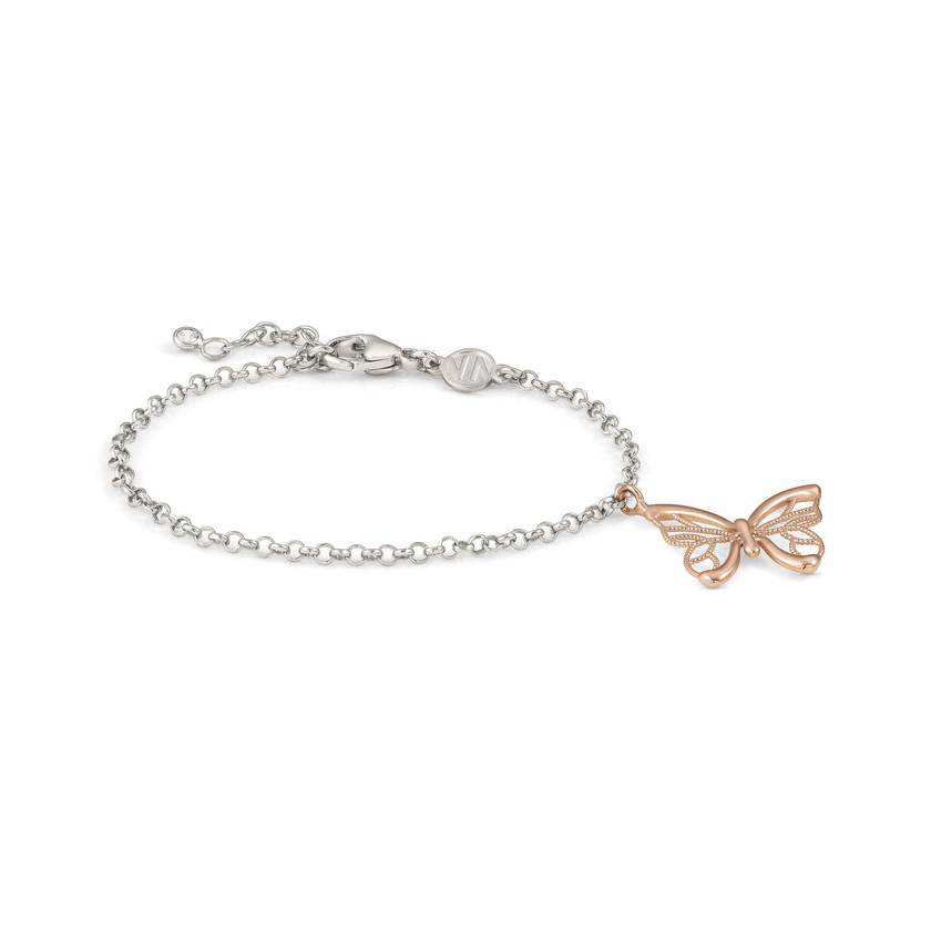 Nomination PRIMAVERA Armband (zweifarbig) aus 925er Silber, mit Cubic Zirkonia verziert (019_(Schmetterling, rosevergoldet)) 147400/019