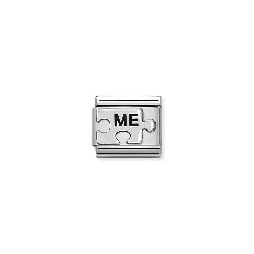 Nomination COMPOSABLE CLASSIC OXIDIERTE SYMBOLE aus Edelstahl, mit 925er Silber verziert, (41_ME Puzzle (You Me)) 330101/41