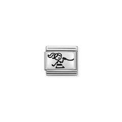 Nomination COMPOSABLE CLASSIC OXIDIERTE PLAKETTE aus Edelstahl, mit 925er Silber verziert, (15_Freundin (Links)) 330109/15