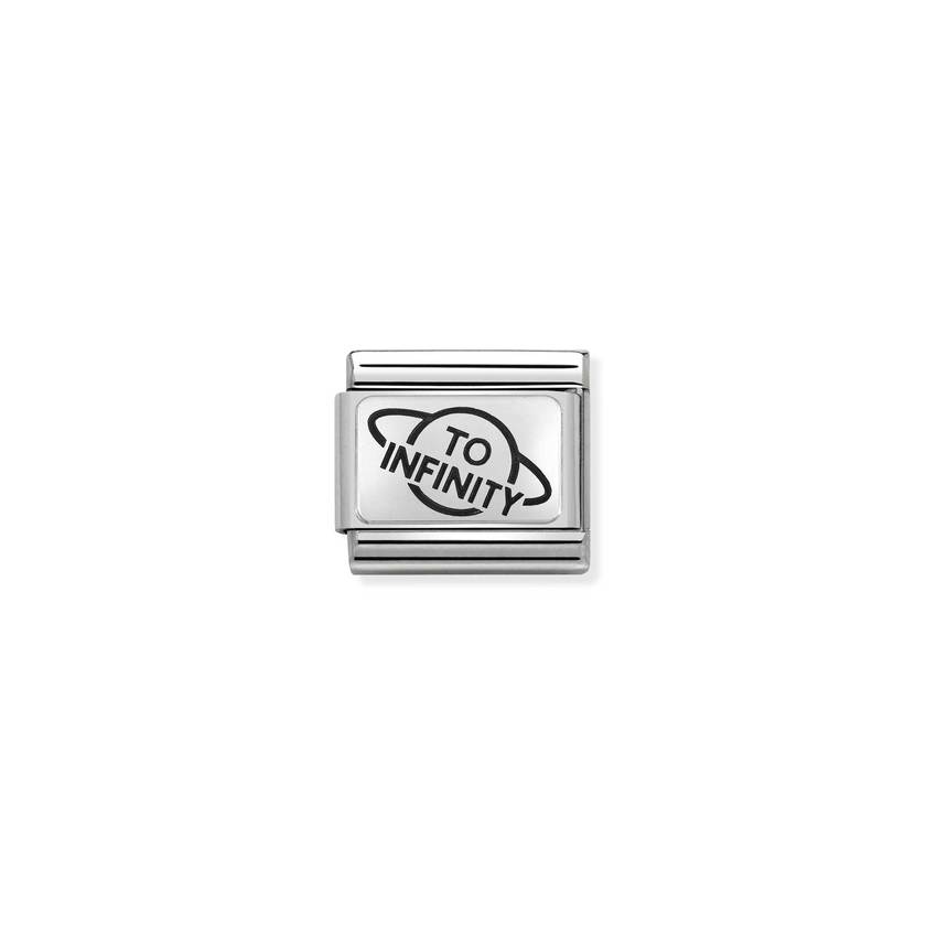 Nomination COMPOSABLE CLASSIC OXIDIERTE PLAKETTE aus Edelstahl, mit 925er Silber verziert, (24_TO INFINITY Planet (To Infinit) 330109/24