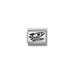 Nomination COMPOSABLE CLASSIC OXIDIERTE PLAKETTE aus Edelstahl, mit 925er Silber verziert, (25_AND BEYOND Rakete (To Infinity) 330109/25