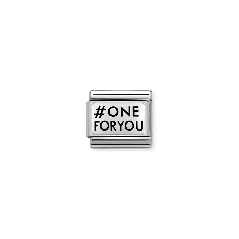 Nomination COMPOSABLE CLASSIC OXIDIERTE PLAKETTE aus Edelstahl, mit 925er Silber verziert, (29_One for You (One for me one fo) 330109/29