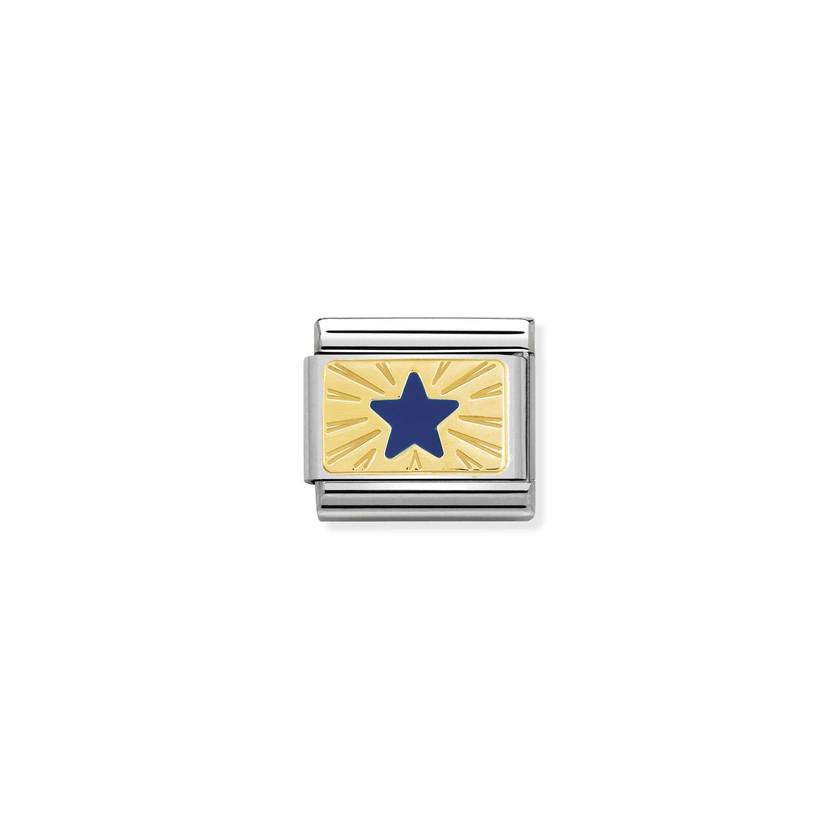 Nomination COMPOSABLE CLASSIC PLAETTCHEN Edelstahl, Email und 18k gold (41_Stern BLAU) 030284/41