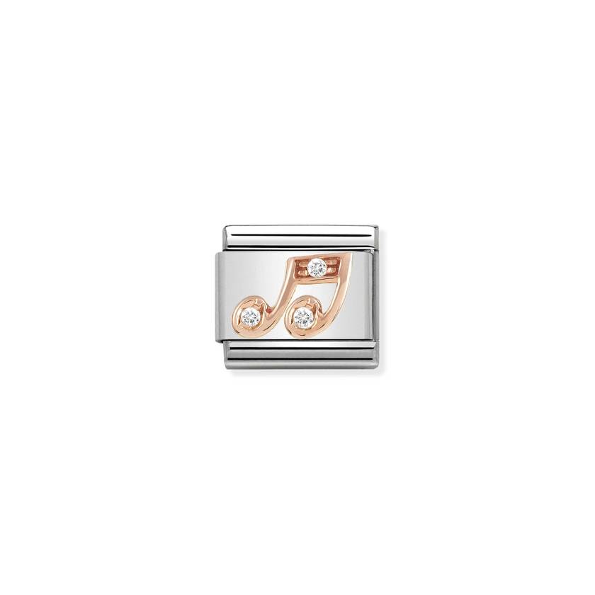 Nomination COMPOSABLE CLASSIC SYMBOLE aus Edelstahl, mit 9Kt Rosegold verziert, (25_Note WEISS) 430305/25