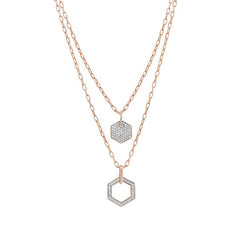 Nomination Halskette EMOZIONI aus 925er Silber und Cubic Zirkonia DOPPELT (001_Hexagon WEISS) 147802/001