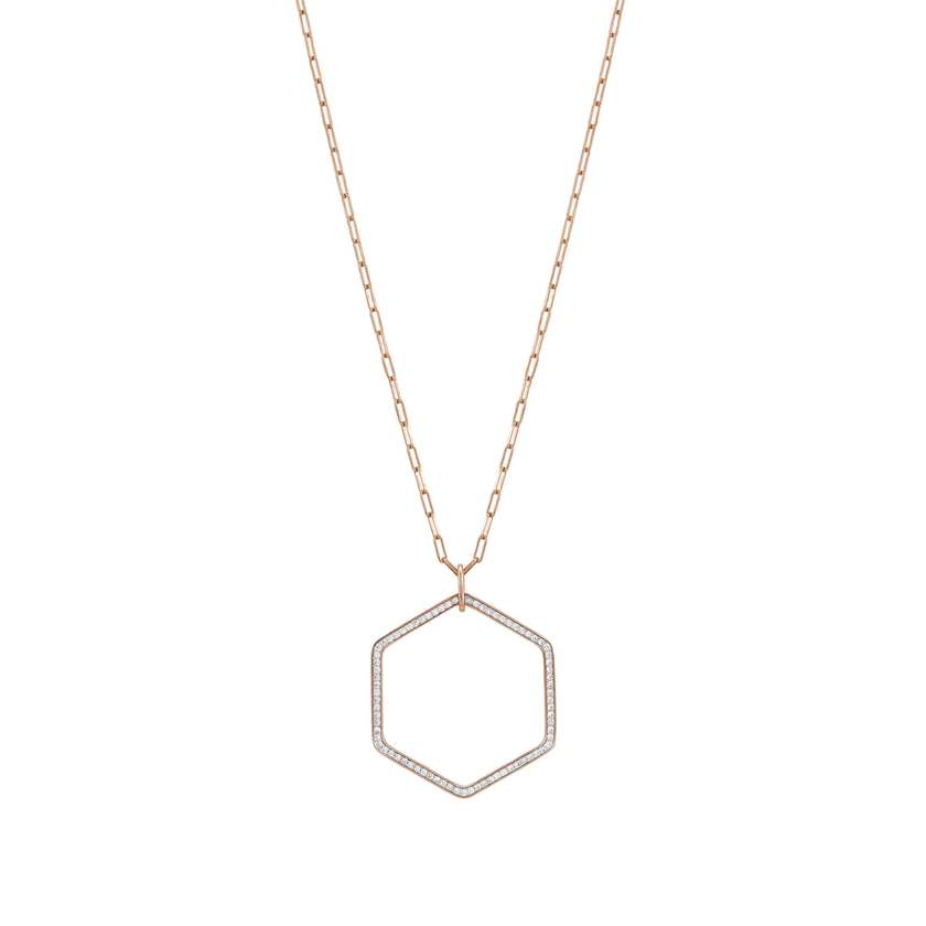 Nomination Halskette EMOZIONI aus 925er Silber und Cubic Zirkonia LANG (001_Hexagon WEISS) 147803/001