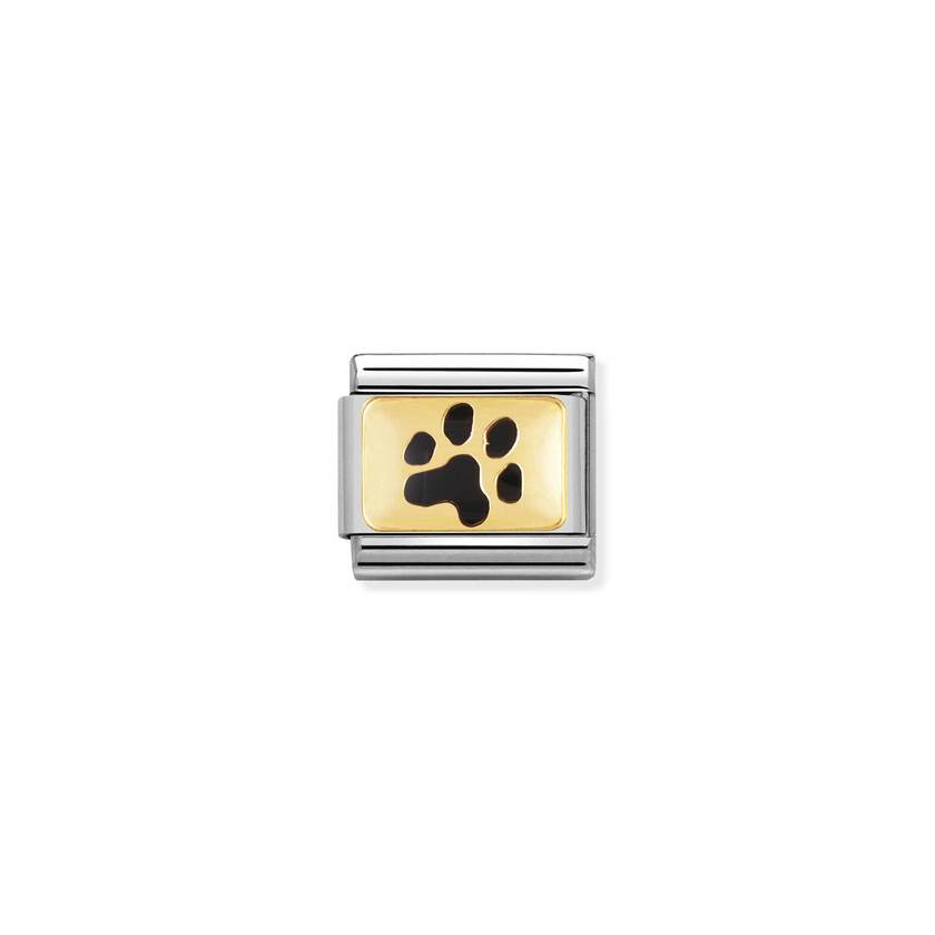 Nomination COMPOSABLE CLASSIC PLAETTCHEN Edelstahl, Email und 18k gold (47_Abdruck Hundepfote) 030284/47