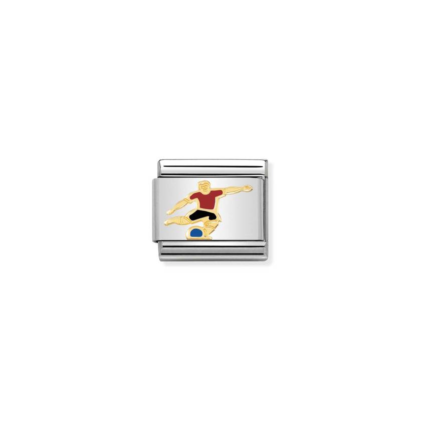Nomination Composable Classic SPORTS 1 Edelstahl, Email und 18K-Gold (11_Fussballspieler ROT) 030259/11