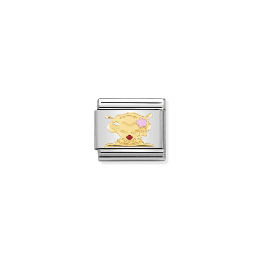 Nomination COMPOSABLE CLASSIC SYMBOLE aus Edelstahl, mit Emaille und 18Kt Gold verziert, (47_Geisha) 030285/47