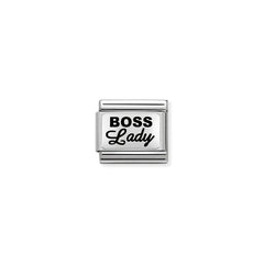 Nomination COMPOSABLE CLASSIC OXIDIERTE PLAKETTE aus Edelstahl, mit 925er Silber verziert, (35_BOSS Lady) 330109/35