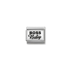 Nomination COMPOSABLE CLASSIC OXIDIERTE PLAKETTE aus Edelstahl, mit 925er Silber verziert, (36_BOSS Baby) 330109/36