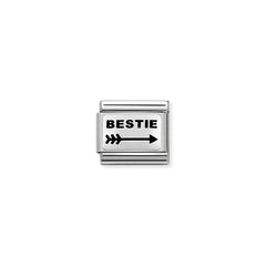 Nomination COMPOSABLE CLASSIC OXIDIERTE PLAKETTE aus Edelstahl, mit 925er Silber verziert, (42_Pfeil nach links BESTIE) 330109/42