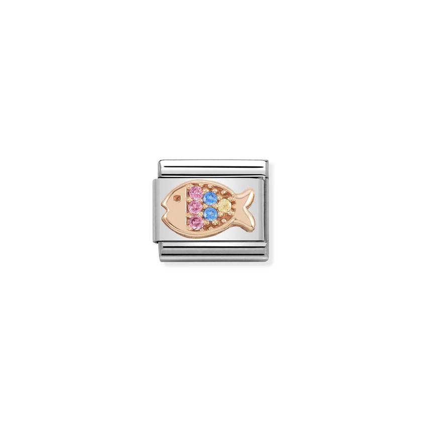 Nomination COMPOSABLE CLASSIC SYMBOLE  aus Edelstahl, mit 9Kt Rosegold veziert (26_Fisch MIX) 430302/26