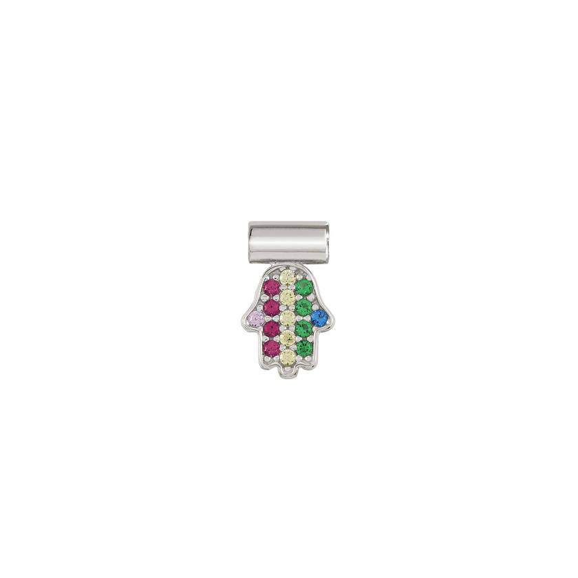 Nomination SEIMIA Anhaenger aus 925er Silber, mit Cubic Zirkonia (003_Hand der Fatima mit Regenbogen) 147123/003
