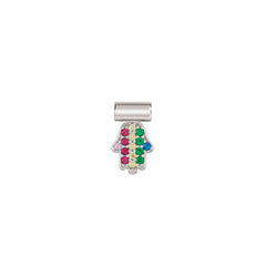 Nomination SEIMIA Anhaenger aus 925er Silber, mit Cubic Zirkonia (003_Hand der Fatima mit Regenbogen) 147123/003