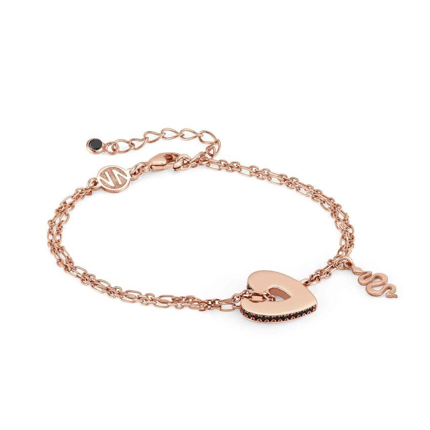Nomination ESSENTIALS Armband aus 925er Silber, dazu ein mit Cubic Zirkonia verziertes Schmuckelement und ein Charm (005_Herz Rosegold) 148201/005