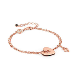 Nomination ESSENTIALS Armband aus 925er Silber, dazu ein mit Cubic Zirkonia verziertes Schmuckelement und ein Charm (005_Herz Rosegold) 148201/005