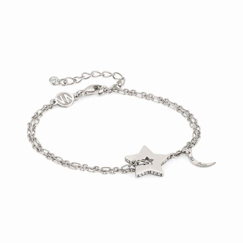 Nomination ESSENTIALS Armband aus 925er Silber, dazu ein mit Cubic Zirkonia verziertes Schmuckelement und ein Charm (007_Stern Silber) 148201/007
