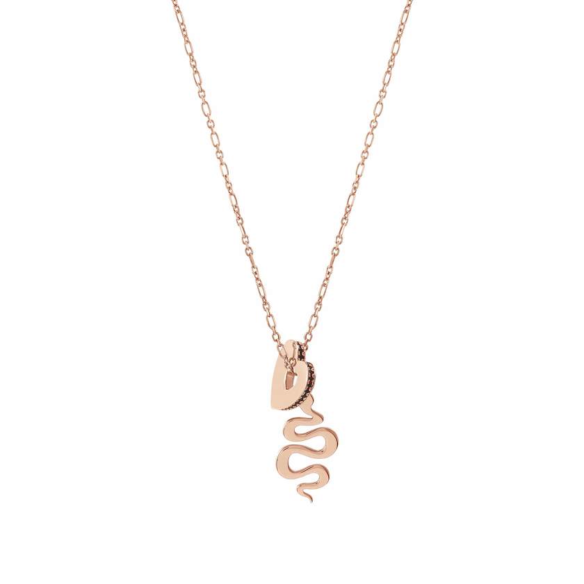 Nomination ESSENTIALS Halskette aus 925er Silber, dazu ein mit Cubic Zirkonia verziertes Schmuckelement und ein Anhaenger (005_Herz Rosegold) 148203/005