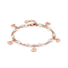 Nomination MON AMOUR Armband aus Edelstahl und 925er Silber, rose vergoldet, mit Perlen verziert, dazu ein Karabinerverschluss (042_Kirschen) 027246/042