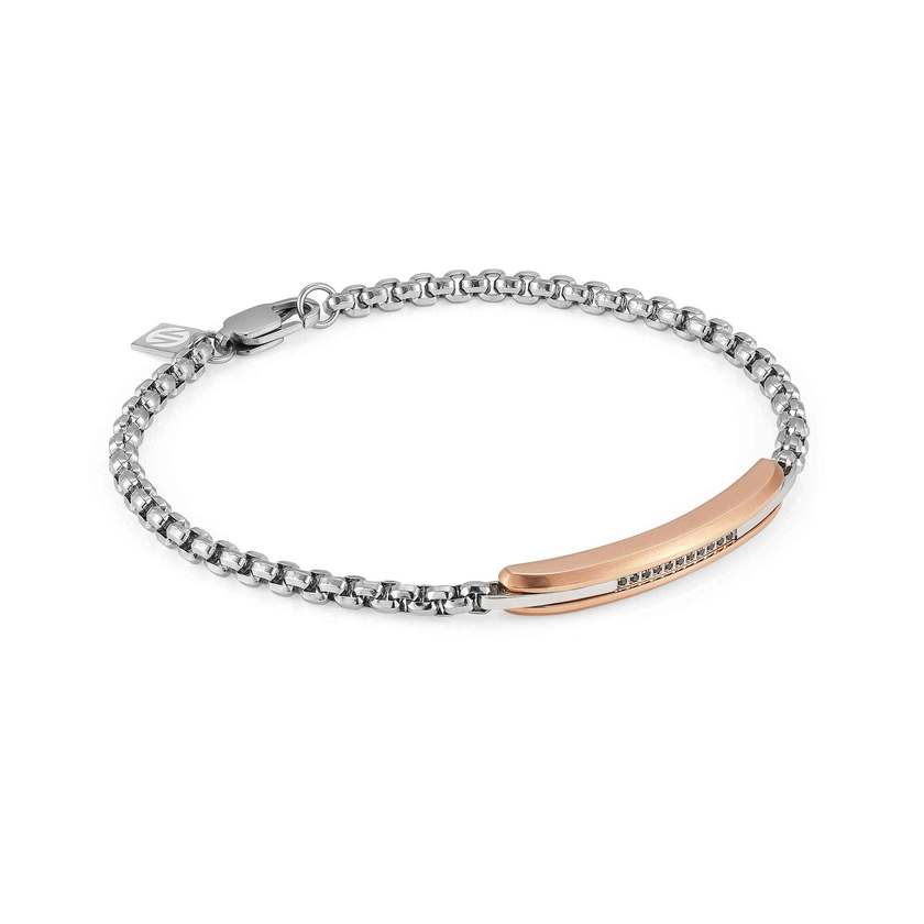 Nomination GENTLEMAN Armband aus Edelstahl, mit Edelsteinen verziert (Laenge: 20 cm) (011_Rosevergoldet) 132903/011