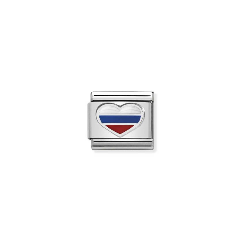 Nomination Composable Classic Symbole aus Edelstahl, Emaille und Silber (32_Herz RUSSIA) 330209/32