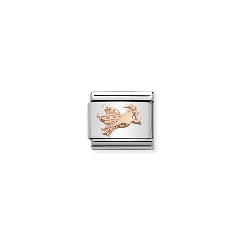 Nomination COMPOSABLE CLASSIC SYMBOLE RELIEF aus Edelstahl, mit 9Kt Roseold verziert, (17_Taube) 430106/17