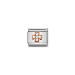 Nomination COMPOSABLE CLASSIC SYMBOLE  aus Edelstahl, mit 9Kt Rosegold veziert (29_Kreuz) 430302/29