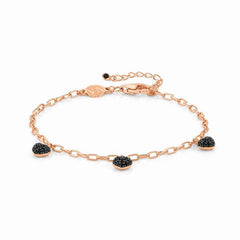 Nomination EASYCHIC LOVE EDITION Armband aus 925er Silber, dazu 3 mit Cubic Zirconia in Pave-Fassung verzierte Herzen (020_Herz (Schwarz, Rosegold)) 147911/020