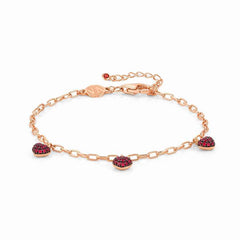 Nomination EASYCHIC LOVE EDITION Armband aus 925er Silber, dazu 3 mit Cubic Zirconia in Pave-Fassung verzierte Herzen (021_Herz (Rot, Rosegold)) 147911/021