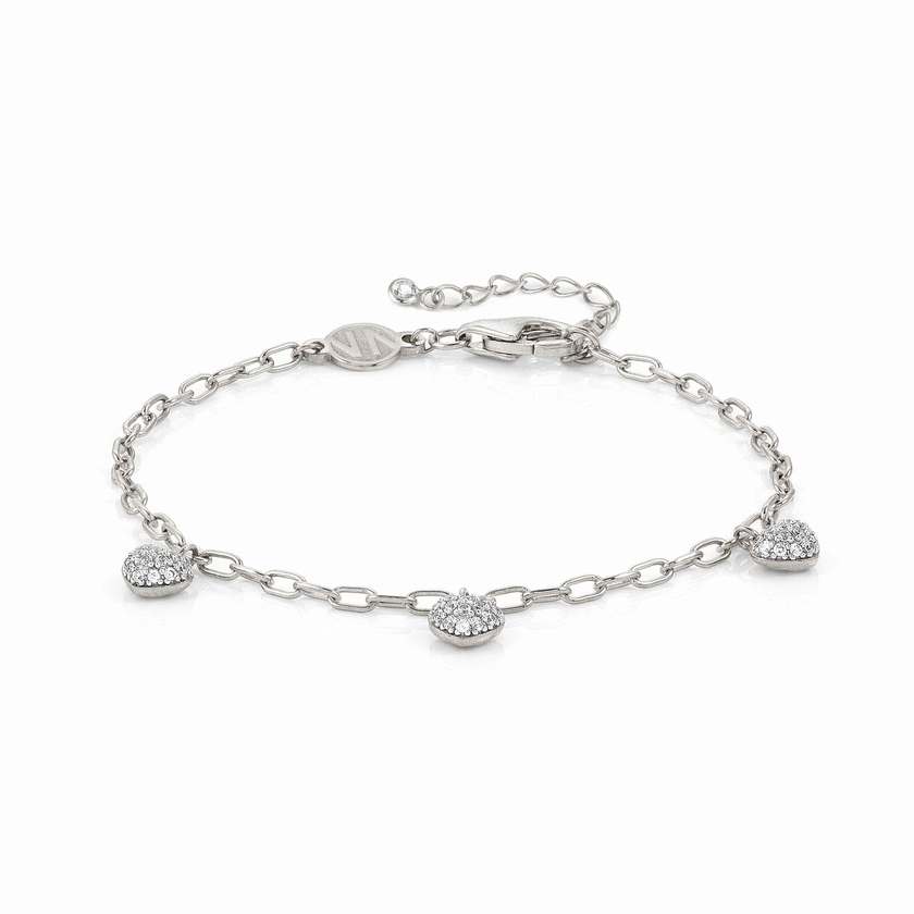 Nomination EASYCHIC LOVE EDITION Armband aus 925er Silber, dazu 3 mit Cubic Zirconia in Pave-Fassung verzierte Herzen (023_Herz (Weiss, Silber)) 147911/023