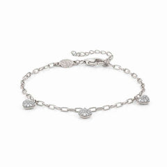 Nomination EASYCHIC LOVE EDITION Armband aus 925er Silber, dazu 3 mit Cubic Zirconia in Pave-Fassung verzierte Herzen (023_Herz (Weiss, Silber)) 147911/023