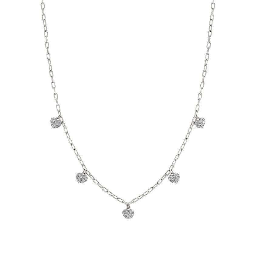 Nomination EASYCHIC LOVE EDITION Halskette aus 925er Silber, dazu 5 mit Cubic Zirconia in Pave-Fassung verzierte Herzen (023_Herz (Weiss, Silber)) 147913/023