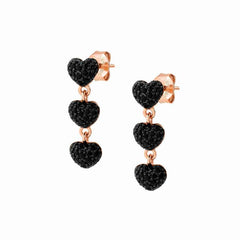 Nomination EASYCHIC LOVE EDITION Ohrstecker aus 925er Silber, dazu 3 mit Cubic Zirconia in Pave-Fassung verzierte Herzen (020_Herz (Schwarz, Rosegold)) 147914/020