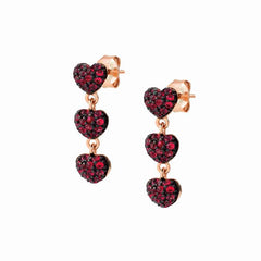 Nomination EASYCHIC LOVE EDITION Ohrstecker aus 925er Silber, dazu 3 mit Cubic Zirconia in Pave-Fassung verzierte Herzen (021_Herz (Rot, Rosegold)) 147914/021