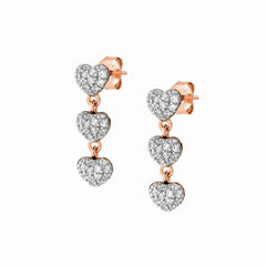 Nomination EASYCHIC LOVE EDITION Ohrstecker aus 925er Silber, dazu 3 mit Cubic Zirconia in Pave-Fassung verzierte Herzen (022_Herz (Weiss, Rosegold)) 147914/022