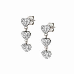 Nomination EASYCHIC LOVE EDITION Ohrstecker aus 925er Silber, dazu 3 mit Cubic Zirconia in Pave-Fassung verzierte Herzen (023_Herz (Weiss, Silber)) 147914/023