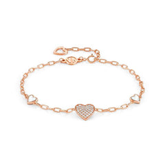 Nomination VITA Armband aus 925er Silber, dazu 3 mit Cubic Zirconia und Edelsteinen verzierte Schmuckelemente (006_Herz (Rosegold)) 148400/006