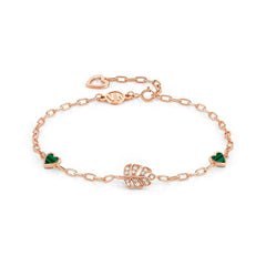 Nomination VITA Armband aus 925er Silber, dazu 3 mit Cubic Zirconia und Edelsteinen verzierte Schmuckelemente (007_Blatt (Rosegold)) 148400/007