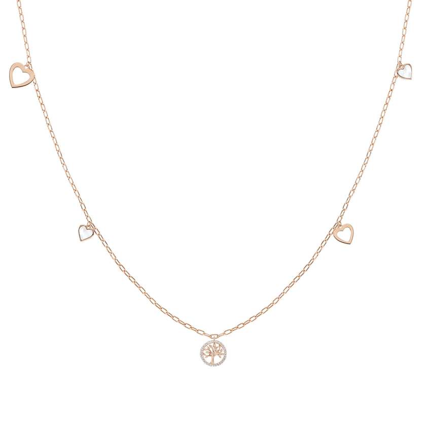 Nomination VITA Halskette (L: 90cm) aus 925er Silber, dazu 3 mit Cubic Zirconia und Edelsteinen verzierte Anhaenger (002_Lebensbaum ROSEGOLD) 148402/002